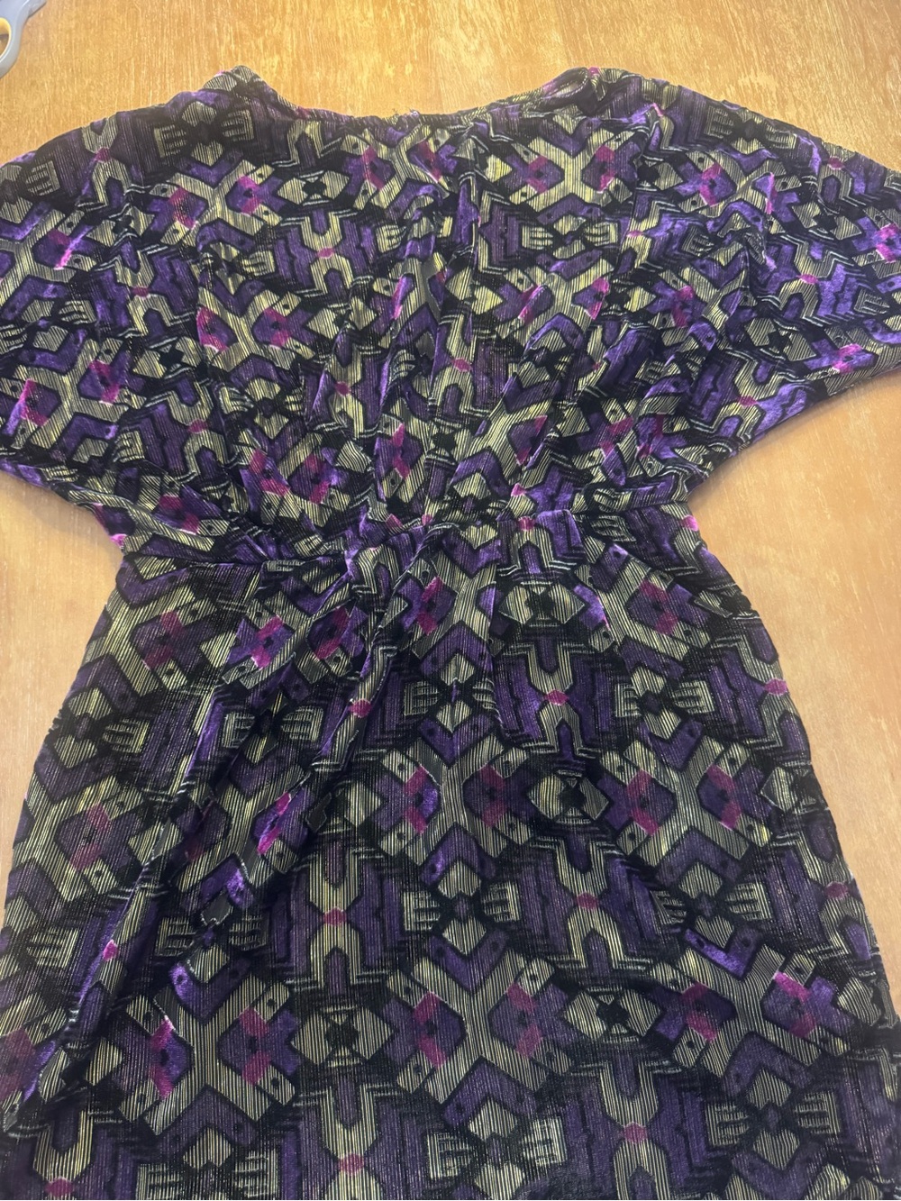 Aryn K Black and Purple Geometric Mini Dress metallic gold